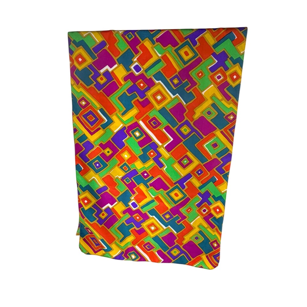 Vintage Psychedelic Mod Scarf Wrap 135x59 Retro Geometric Boho 60s 70s Statement